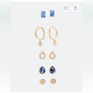 NWT. Kevia Heidi 5 Piece: Elegant Gold and Blue Earring Set.  Gift quality.